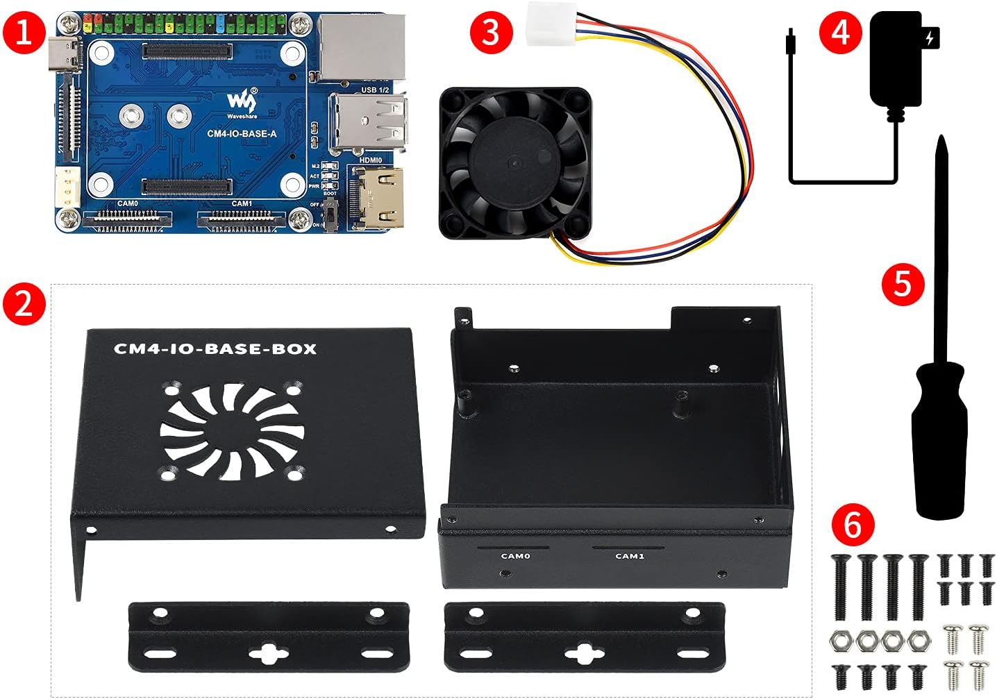 waveshare Mini-Computer Based On Raspberry Pi Compute Module 4,Include CM4-IO-BASE-A (Mini IO Board Lite Verson),Metal Case,Cooling Fan