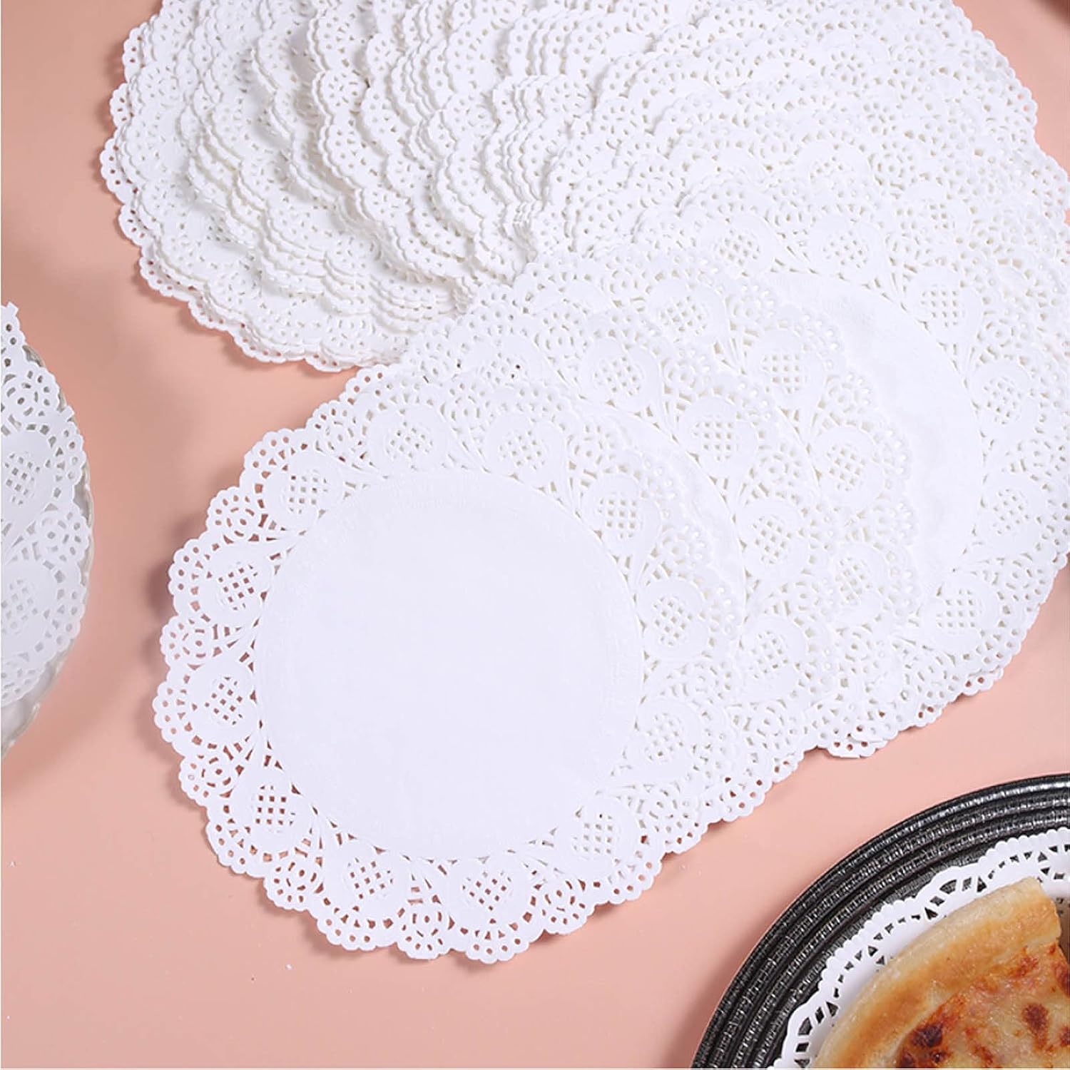 Round Paper Doilies 8 Inch, White Lace Placemats for Tables, 100 Pack