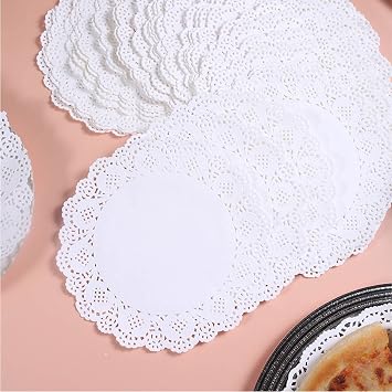 Round Paper Doilies 10 Inch, White Lace Placemats for Tables, 100 Pack