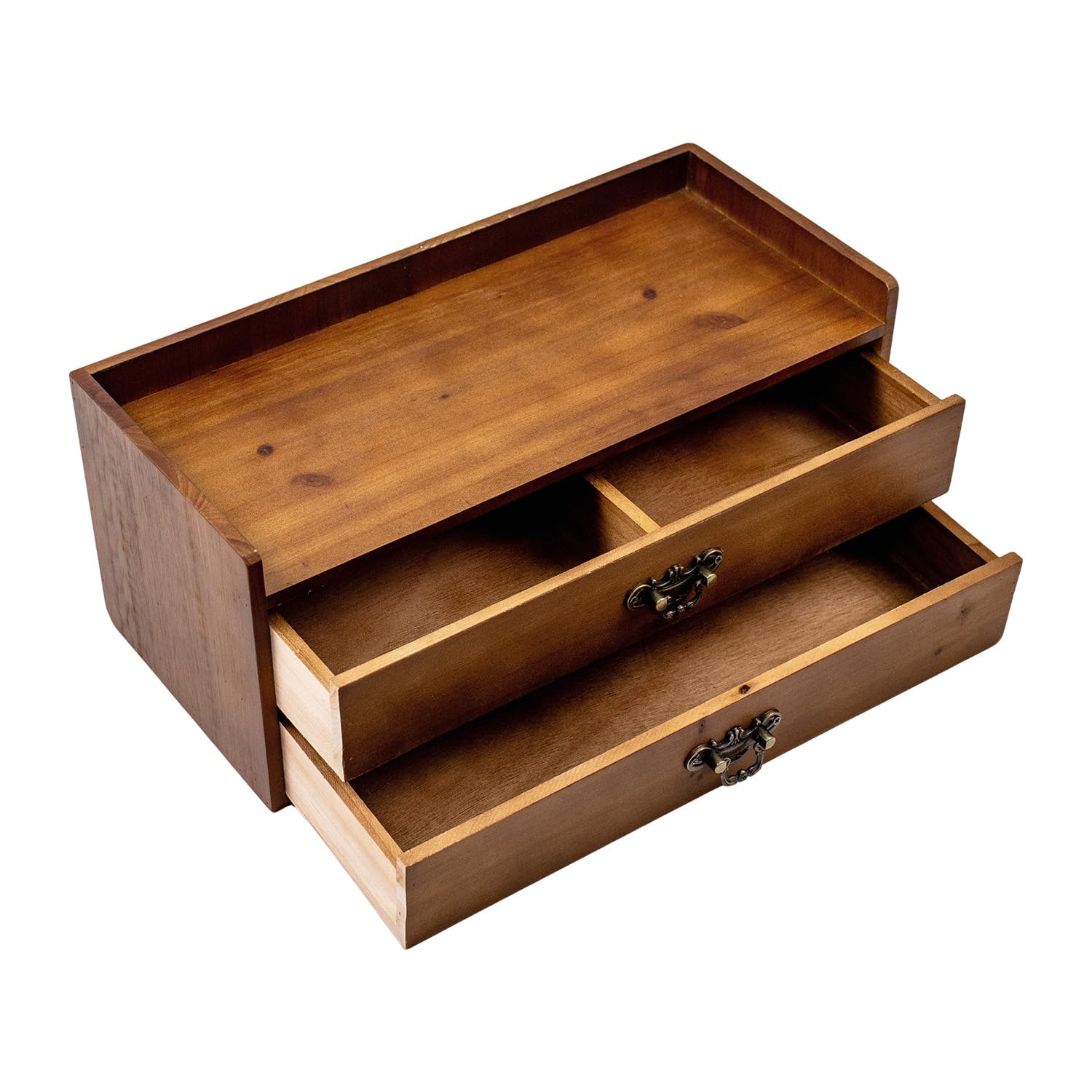 Workspace Document Office Drak Brown Wood Desktop Storage…… (Double-Layer)