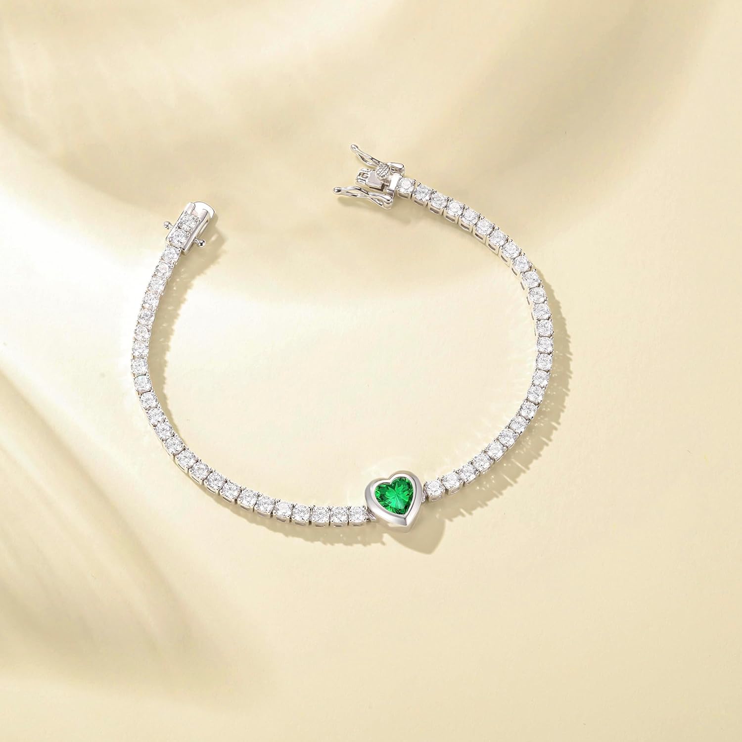 FANCIME 7mm Heart Birthstone Tennis Bracelet for Women Fine Jewelry Wedding Bridal Prom Birthday Gift for Women Her, Length 7 Inch - Image 2