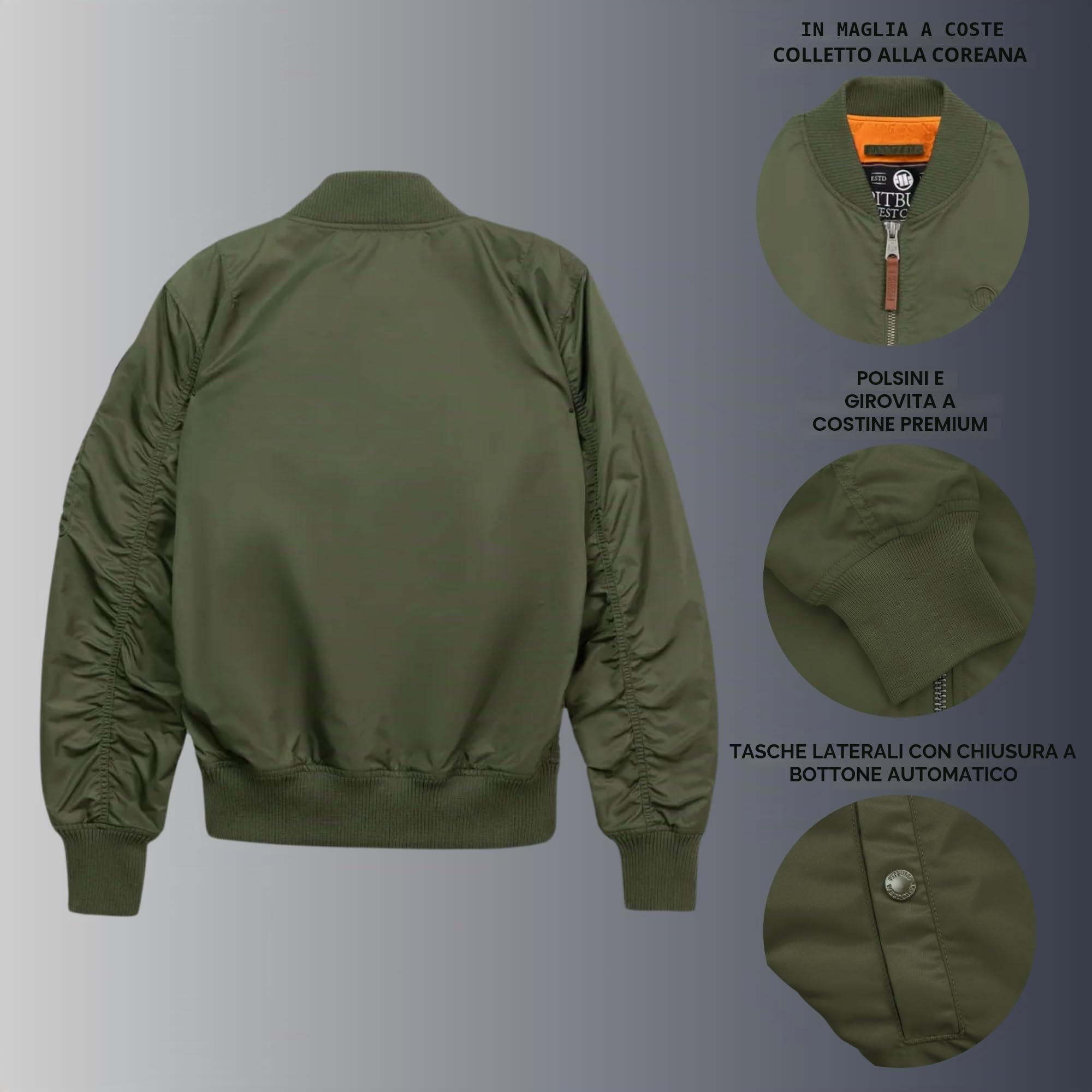 PITBULL - Giacca Uomo Mezza Stagione Flyers Bomber, Giubbotto Uomo Primaverile Autunnale, Bomber Jacket, Mens Jacket, Giubotti, Le Cerniere in Metallo, Giubino - Giacca Estiva