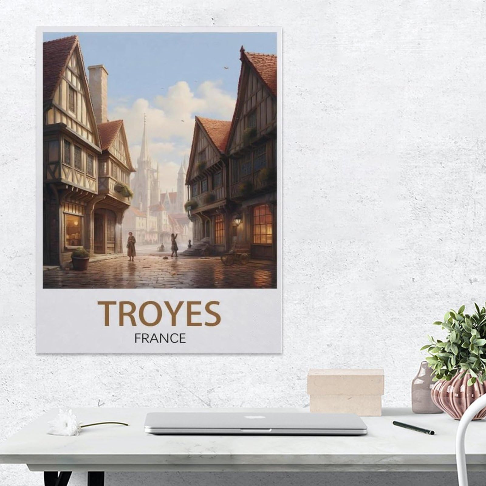 Puzzles pour Adultes 1000 Pièces,Image De Puzzle en Holz pour Adultes，Troyes France Vintage Travel Poster，Puzzles pour Enfants Jeux Éducatifs Jouets Joli Cadeau,Puzzles Classiques（75x50cm）-AO21
