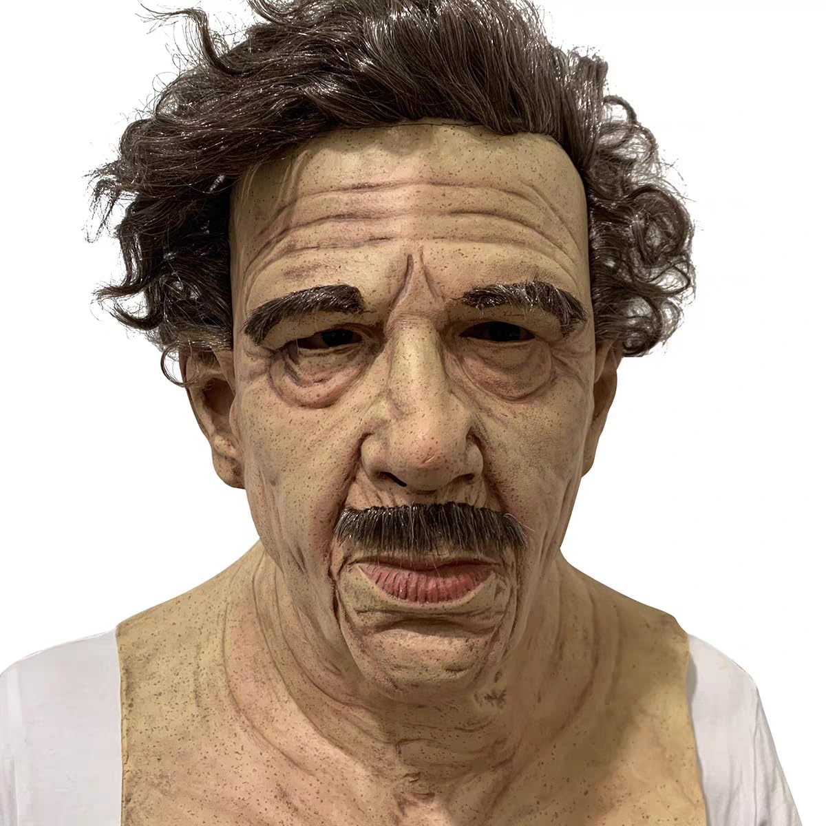 leyuyl Halloween old Man Mask Granny Plays Mask Cosplay Party Face Props Halloween Party Prank Props Dress up props (Curly)