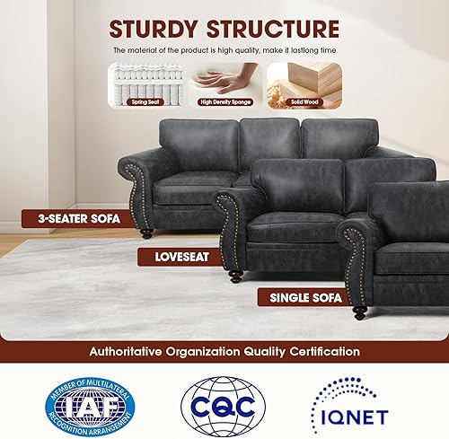 Miniatura 4 de Juegos de muebles de sala de estar, juegos de sofá y juegos de sofá para sala de estar, sofás vintage de mediados de siglo con diseño de remaches