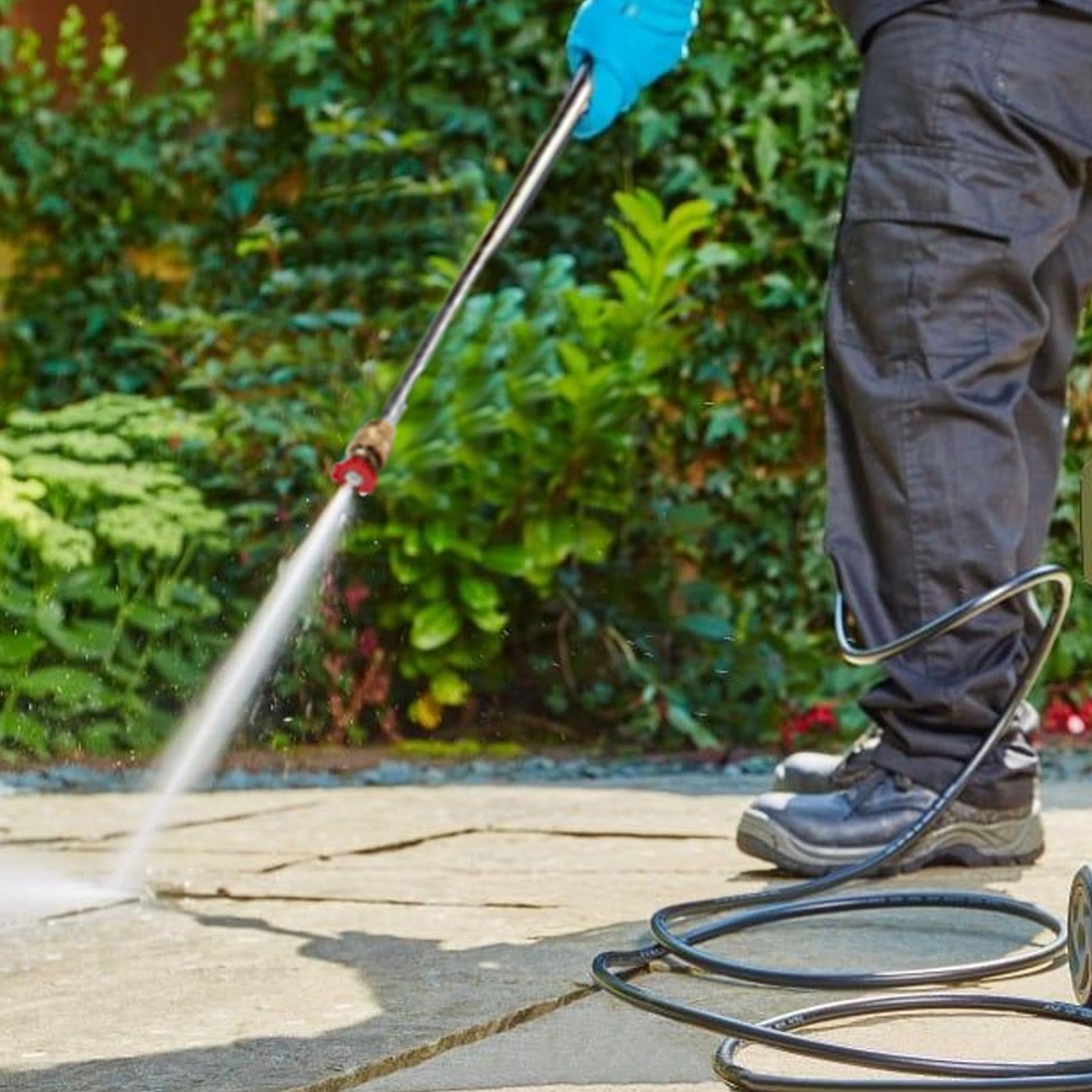 Lanza de Limpiadora a Presión Set con Lanza telescópica para canalones | Tubo de Extensión para Limpiador de Canaletas para Patio Terraza Jardín Calzada Valla Techo