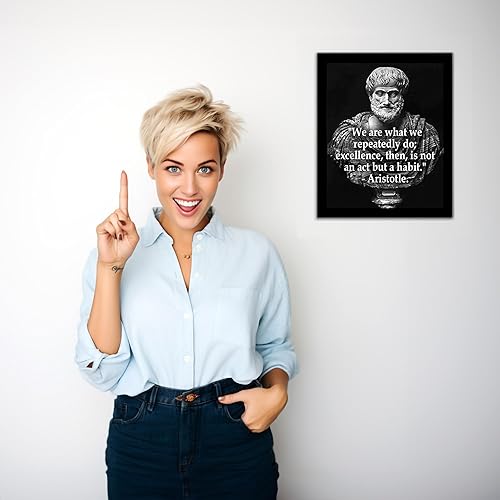 Miniatura 5 de Excellence is a Habit Aristóteles - Impresión artística de pared motivacional para el hogar, oficina, dormitorio, aula y escuela, póster sin marco