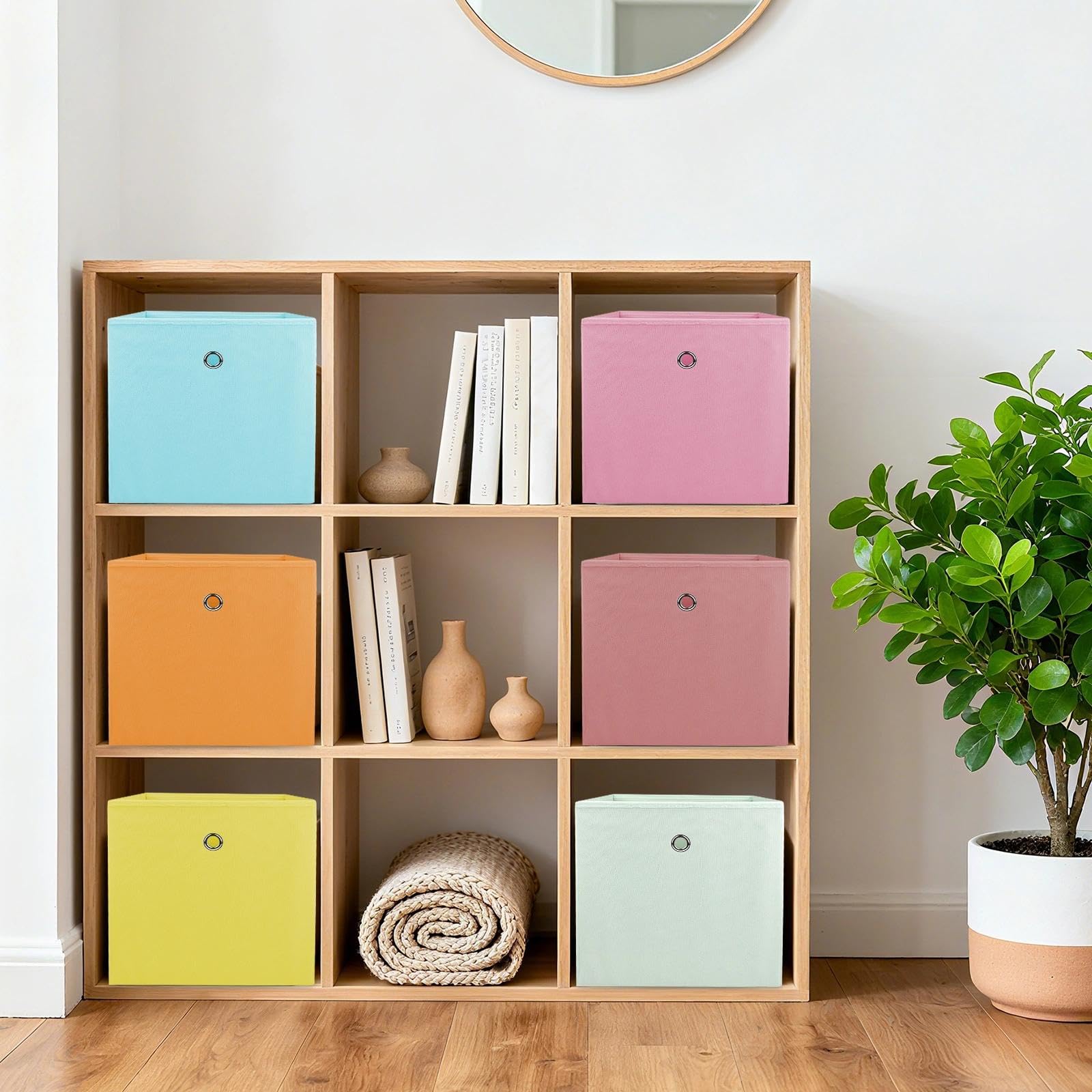 Confezione da 4 organizer per armadio, impilabili, per vestiti, cesti/ contenitori con divisori per armadio, organizzazione armadio (telaio in metallo robusto nero