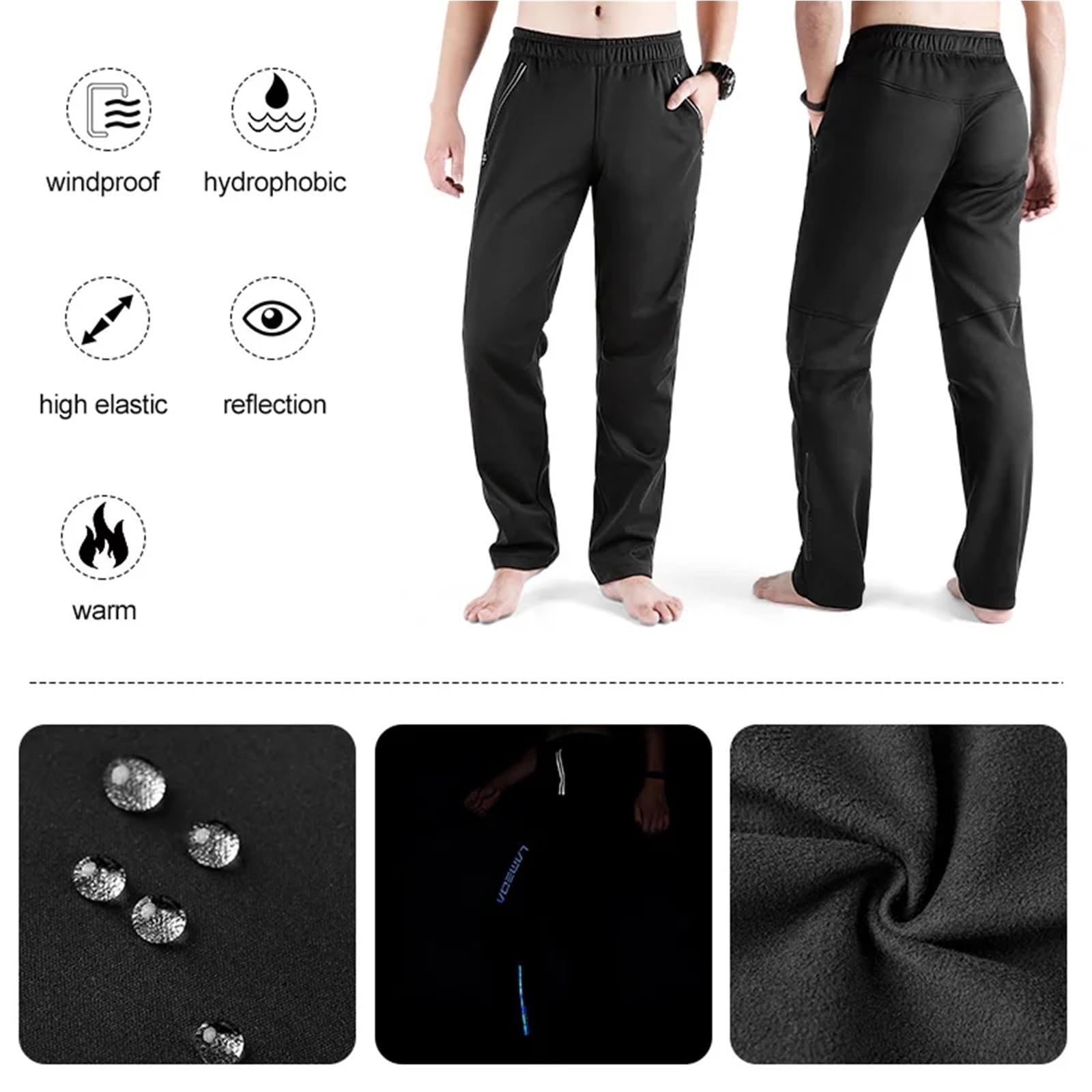 Pantalones de Ciclismo Otoño Invierno Motociclismo Camping Esquí Deportes Hidrofóbico Polar Cálido Alto Elástico Hombres