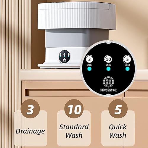Miniatura 3 de Lavadora portátil plegable de 10 litros, mini lavadora y secadora giratoria, limpieza profunda, ropa interior compacta, para apartamento,
