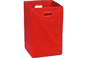 Simple Houseware Foldable Closet Laundry Hamper Basket in Vibrant Red