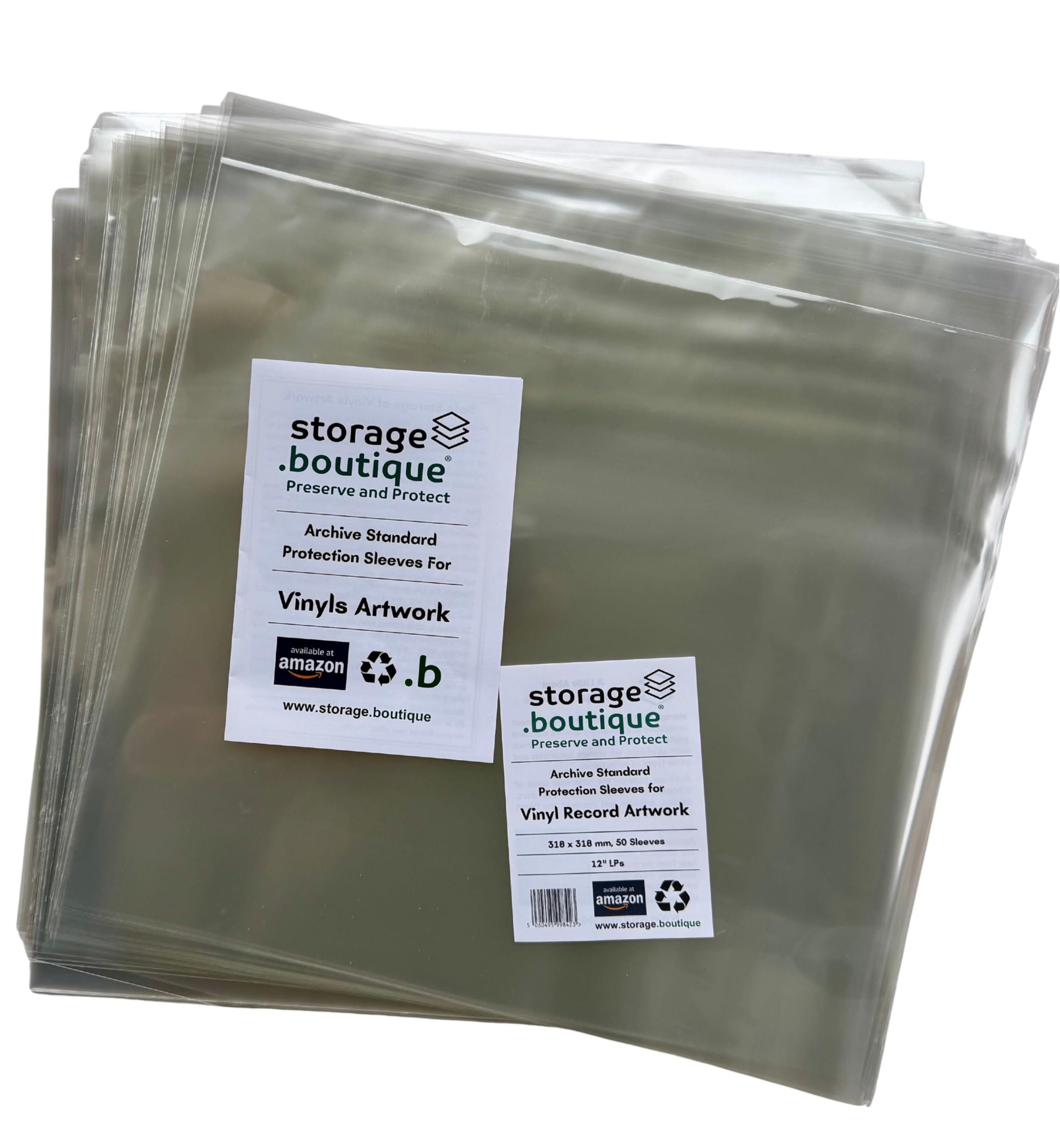 storage.boutique 12" Vinyl LP Album Artwork Protection Sleeves, Archive Standard, Acid Free, 318 x 318 mm, 25