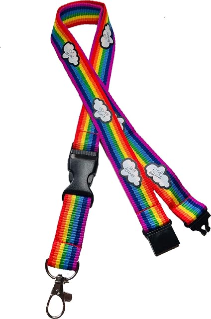 20mm Rainbow Lanyard with Safety Breakaway - Storms Dont Last Forever Print & Detachable Buckle Clip