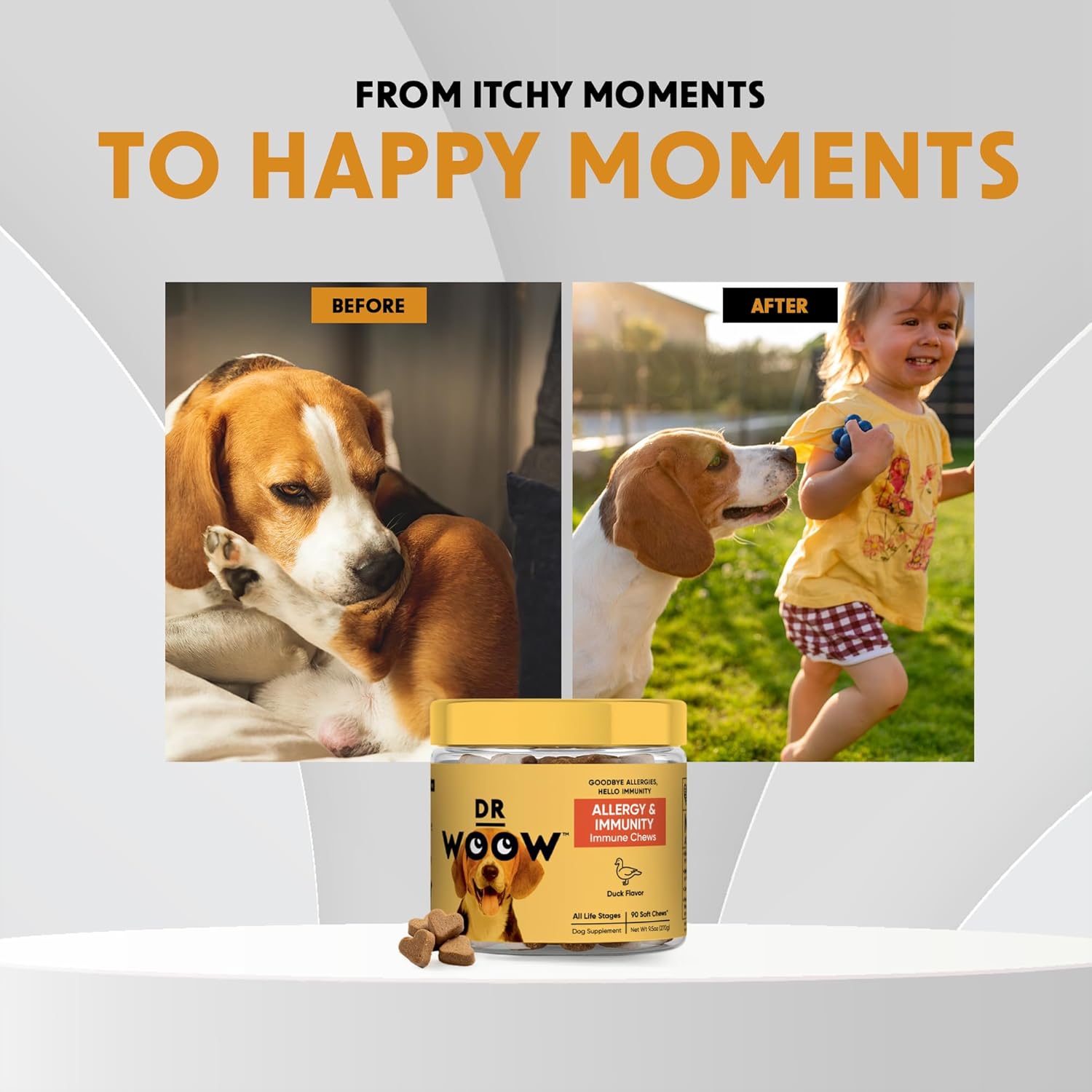 Dog Allergy & Itch Relief Supplements Soft Chews (90 CT) – Seasonal Allergy Support + Hot Spot & Skin Comfort – Omega 3 Salmon Oil + YEA-SACC – Made in USA