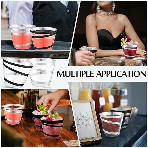 Vista 196 de Gejoy Vasos de plástico con borde de 9 onzas, vasos desechables para beber vino, vasos transparentes y elegantes de Halloween para suministros