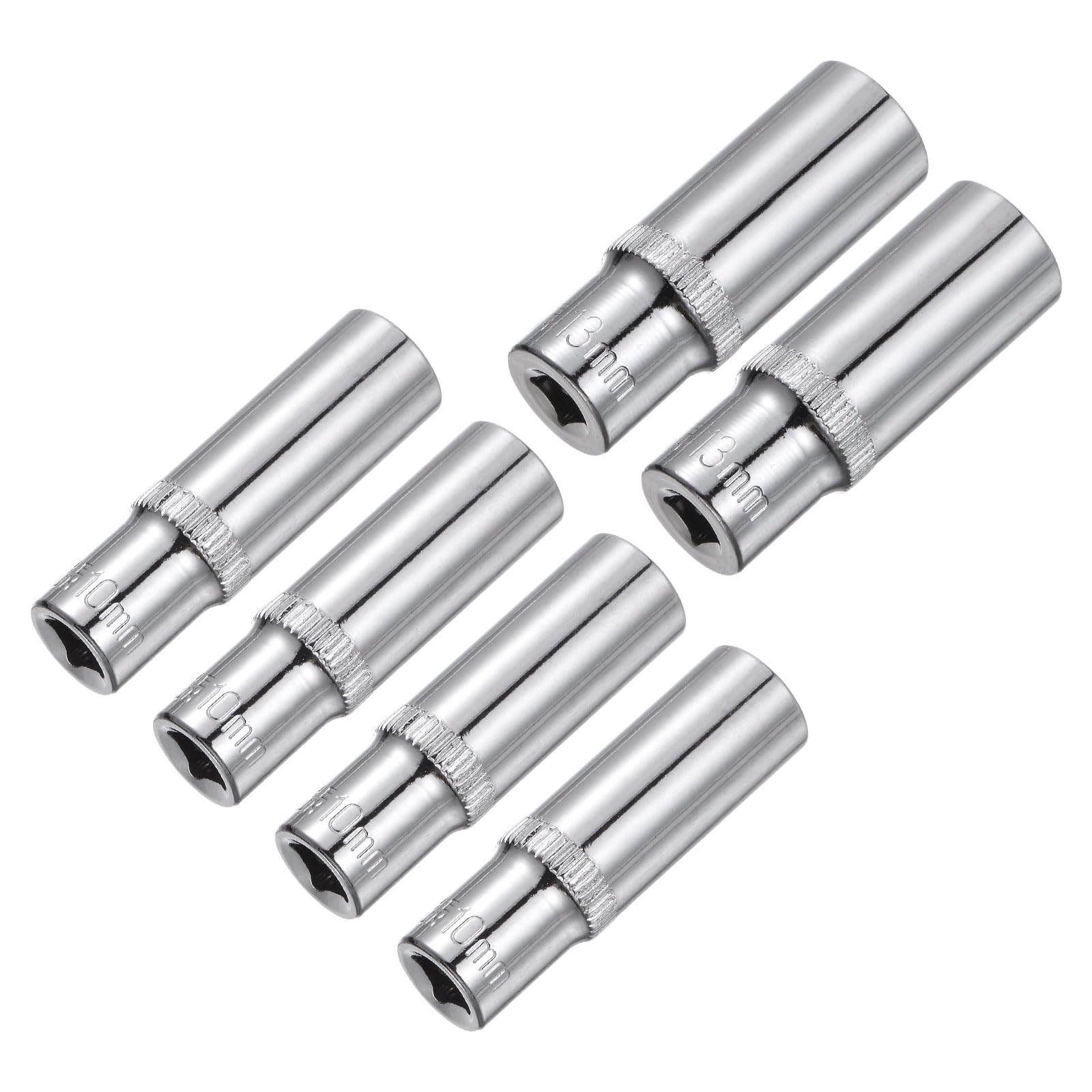 Douille profonde 10mm et 13mm en acier Cr-V avec entraînement de 6,35mm pour clé à cliquet