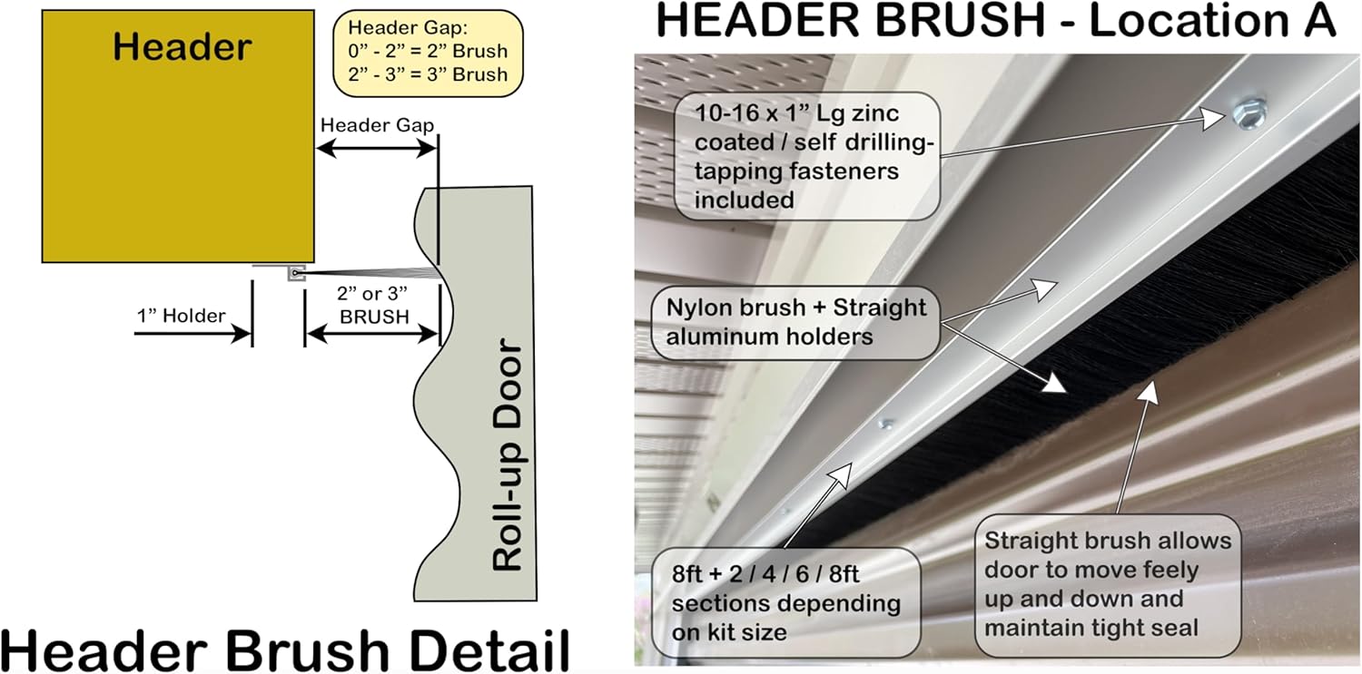 Jacor 3" Brush Seal Kit for 10'w x 10'h Roll-up, Coiling, Corrugated, Sectional Steel, Commercial Door, or High Speed Fabric Doors