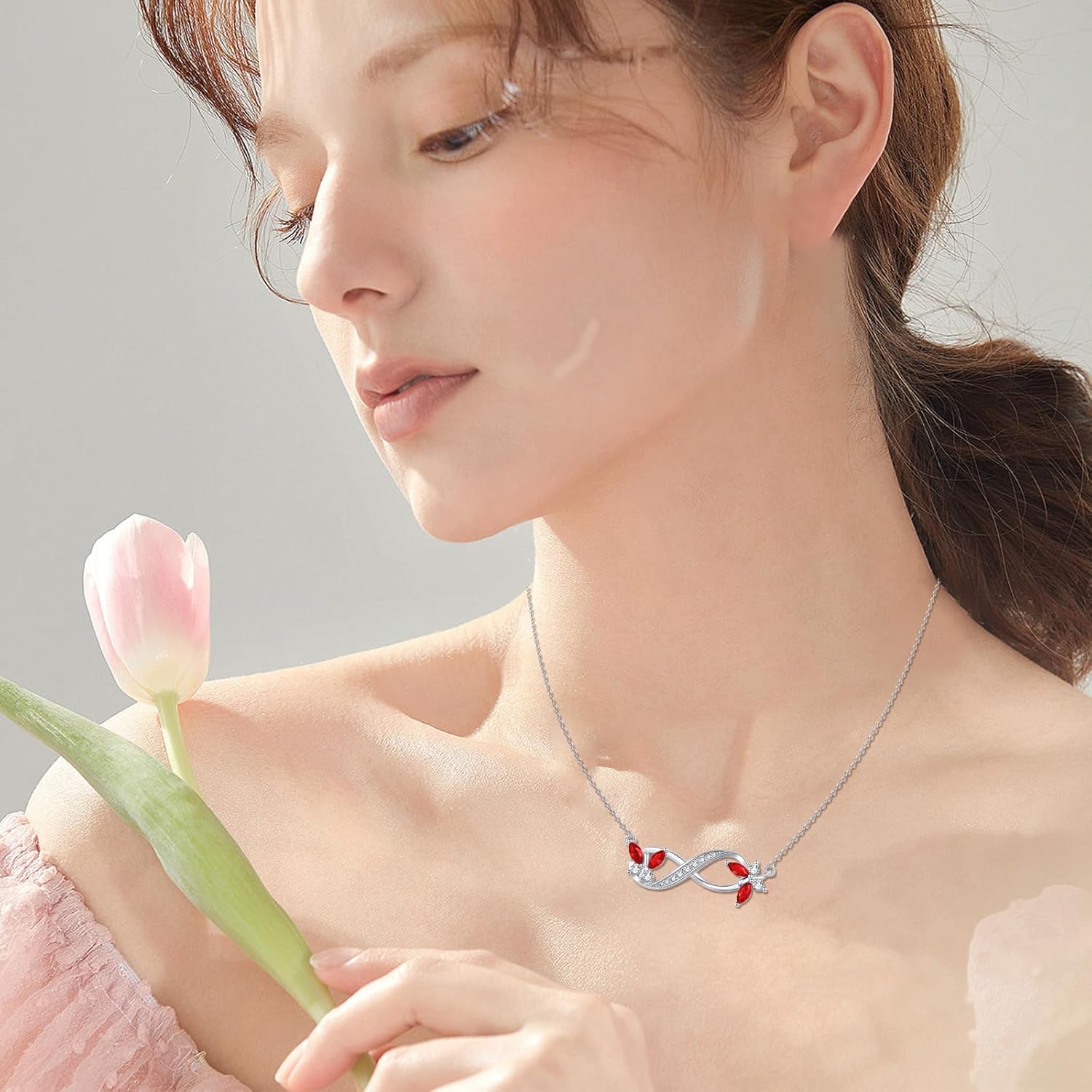 Infinity Butterfly Necklace for Women Sterling Silver Fine Butterfly Pendant Birthstone Necklaces Jewelry Birthday Graduation Mother's Day Gifts for Mom Wife - Image 5