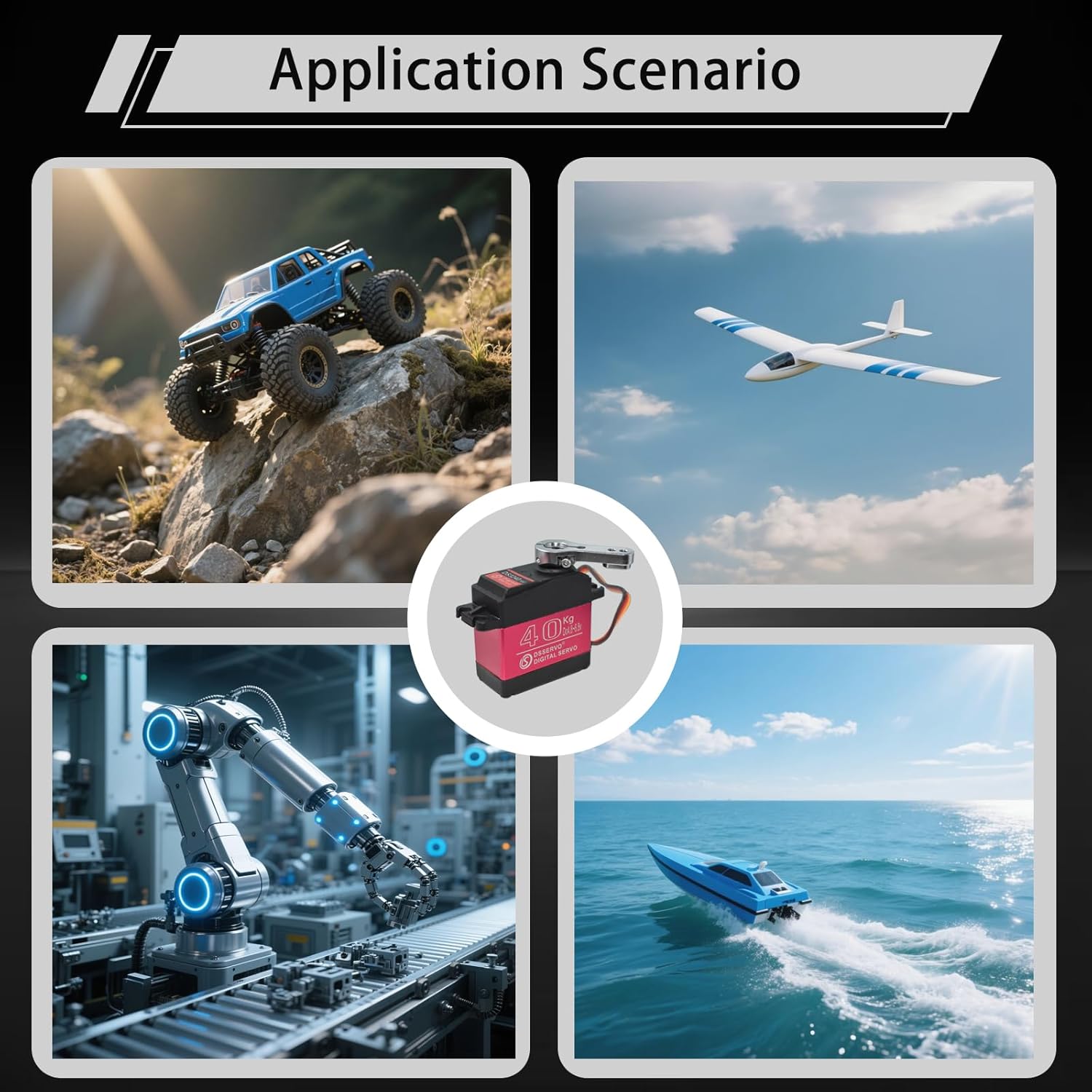 2Pcs 40KG Digital RC Servo with 25T Servo Arm, DS3240MG Full Metal Gear High Torque Steering RC Servo for 1:8 1:10 Scale RC Cars Crawlers Buggy Trucks Airplane Control Angle 180°