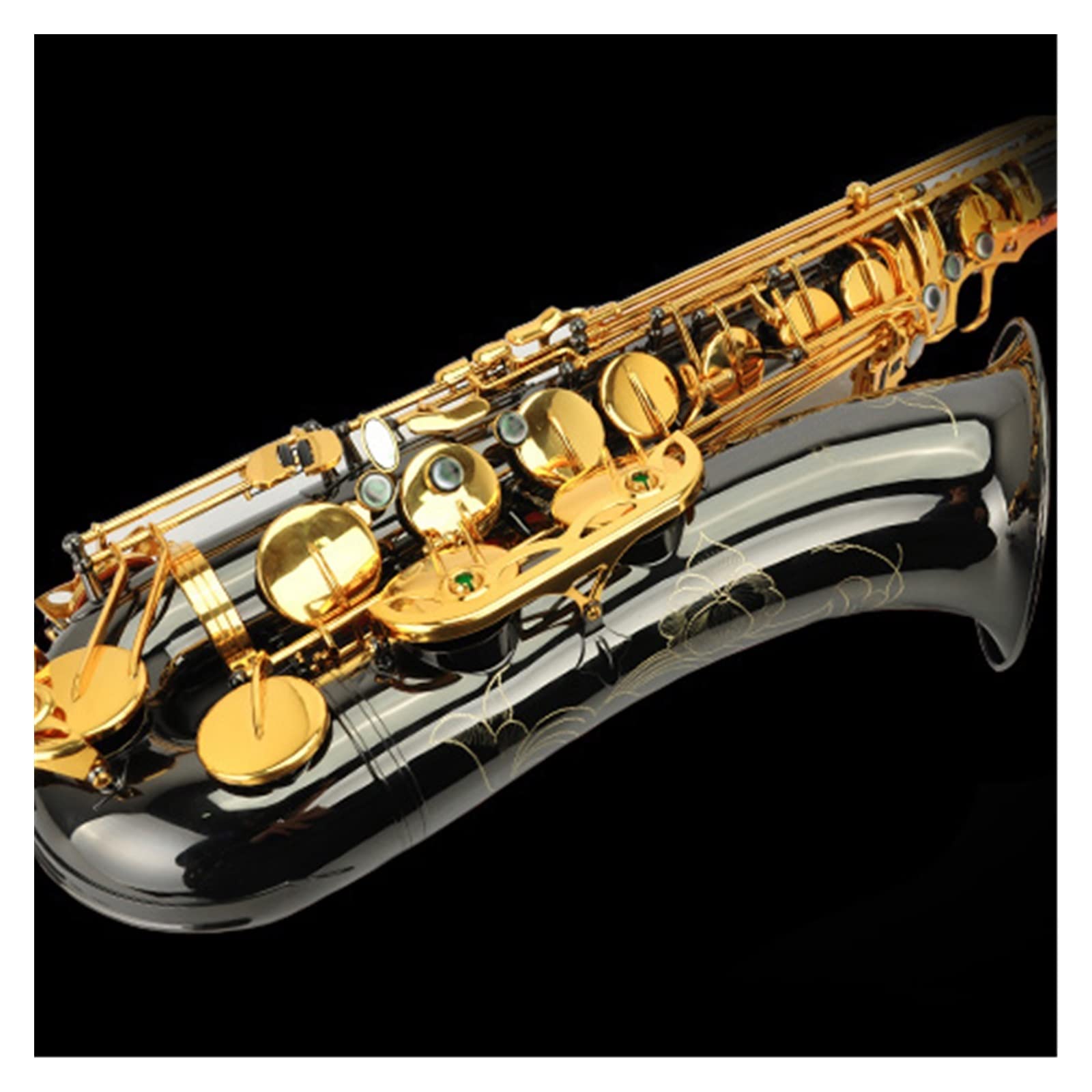 TSTS Strumento A Fiato in SIB Tenore Sassofono Nichel Nero Oro Kit Sassofono