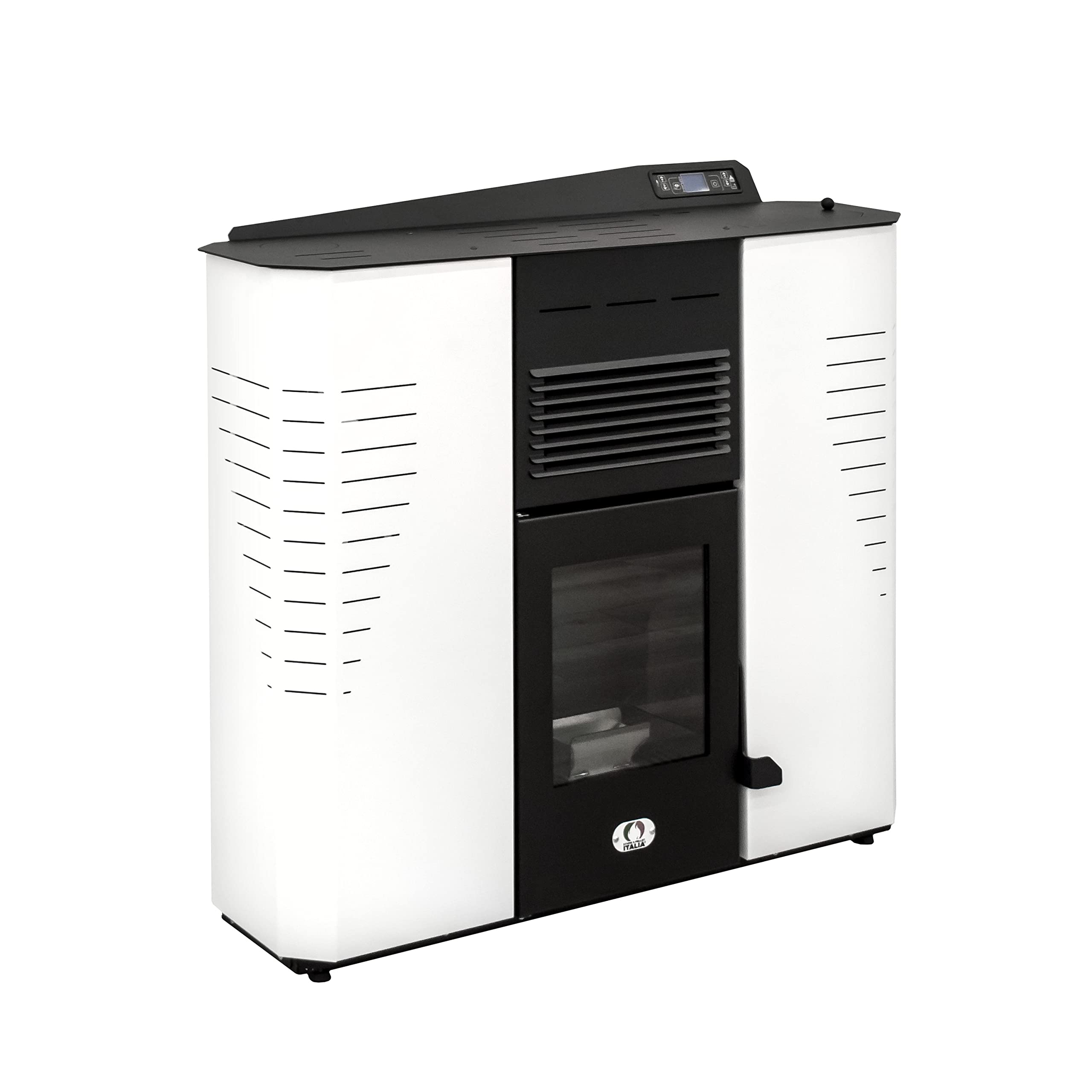 STUFE A PELLET ITALIA – Marmolada 14 kW – Eficiencia 92%, Calentadores 130 m², 5 velocidades y potencias, Autonomía 19 h, Programable, Garantía 24 meses, Blanco