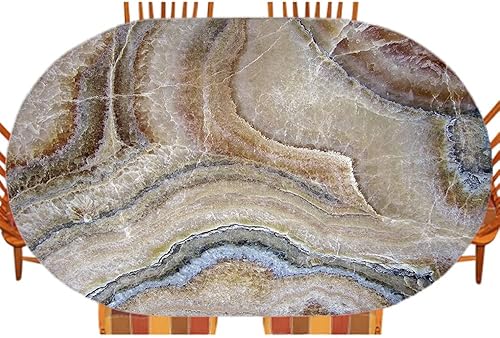 Mantel ovalado de mármol, superficie de piedra de ónix surrealista, imagen de detalles azul pálido, comedor en interiores y exteriores, patio,