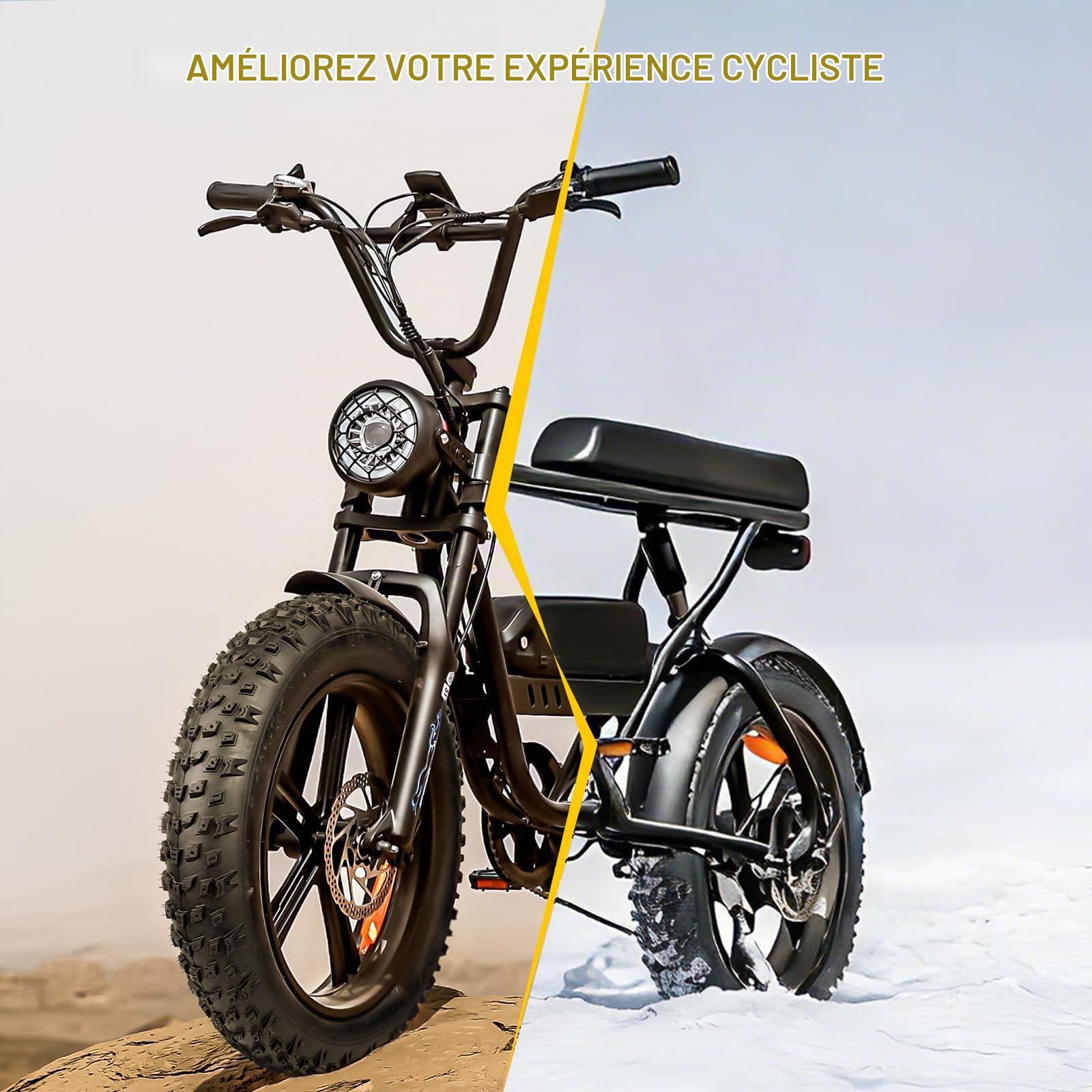 WEEROCK Pneus de vélo électrique Fat 20/26 x 4.0 - Pneus résistants aux crevaisons - Pliable - Pour vélo électrique/vélo de neige/VTT avec chambre à air