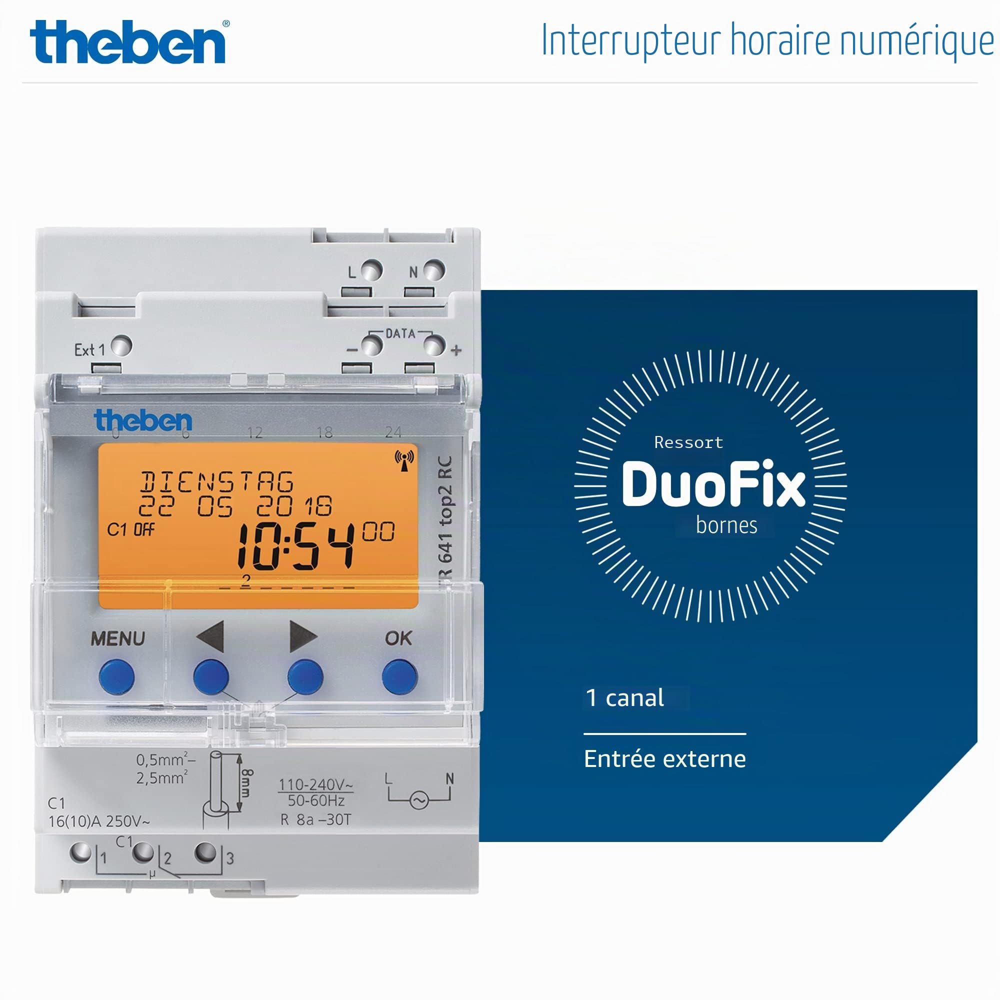 Theben 6410100 TR 641 top2 Horloge programmable Digitale annuelle 1 Canal