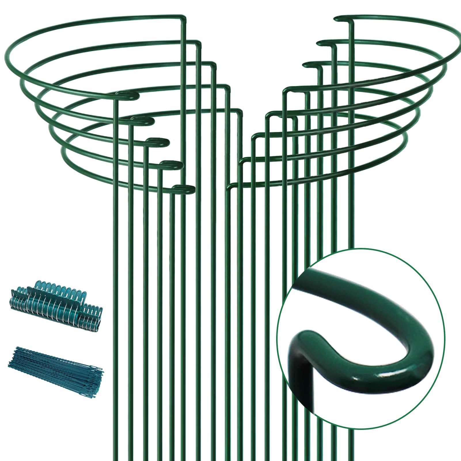 7 Tutori Per Piante 60 Cm Con Legacci E Fibbie - Supporto Per Steli Per Giardino, Ideali Per Rose E Orchidee - 4