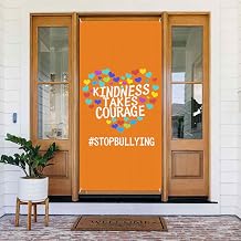 Unity Day - Kindness Takes Courage Anti Bullying Orange Door Cover Banners Hanging Background Sign Door Decoration Supplies For Indoor Outdoor Wall Party Decor 72 * 35 Inches