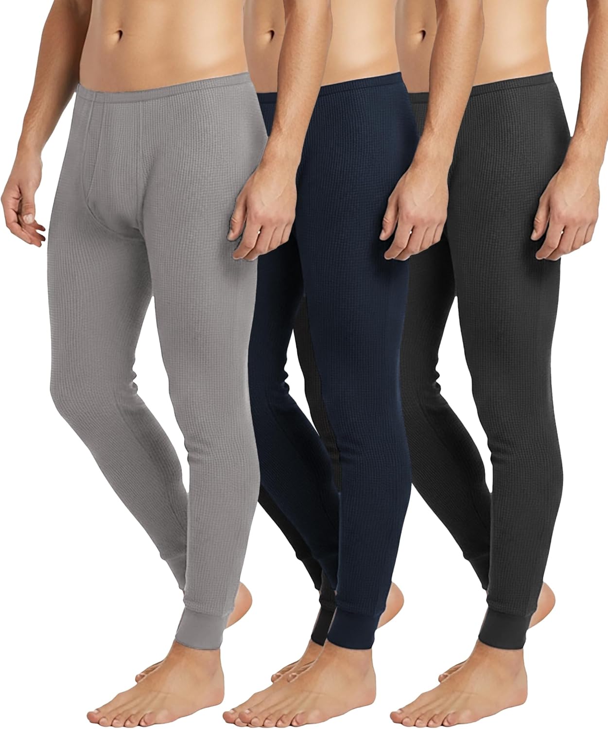 Andrew Scott Men's Traditional Waffle Thermal Underwear Bottoms | Cotton Blend Baselayer Thermal Pants | Multi Packs