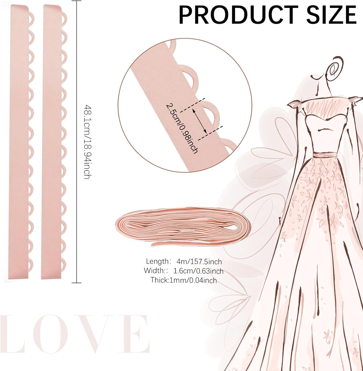 Adjustable Fit Satin Corset Back Kit Women's Wedding Dress Corset Kit Loops Fit Lace up for Prom Form Dress - Image 2