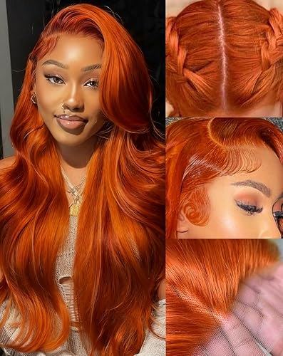 BeCools 30 Inch 250% Density Ginger Wig Human Hair 13x6 Body Wave 100% Real Virgin Ginger Lace Front Wigs Human Hair Pre Plucked for Women - ginger wig human hair - 30 Inch