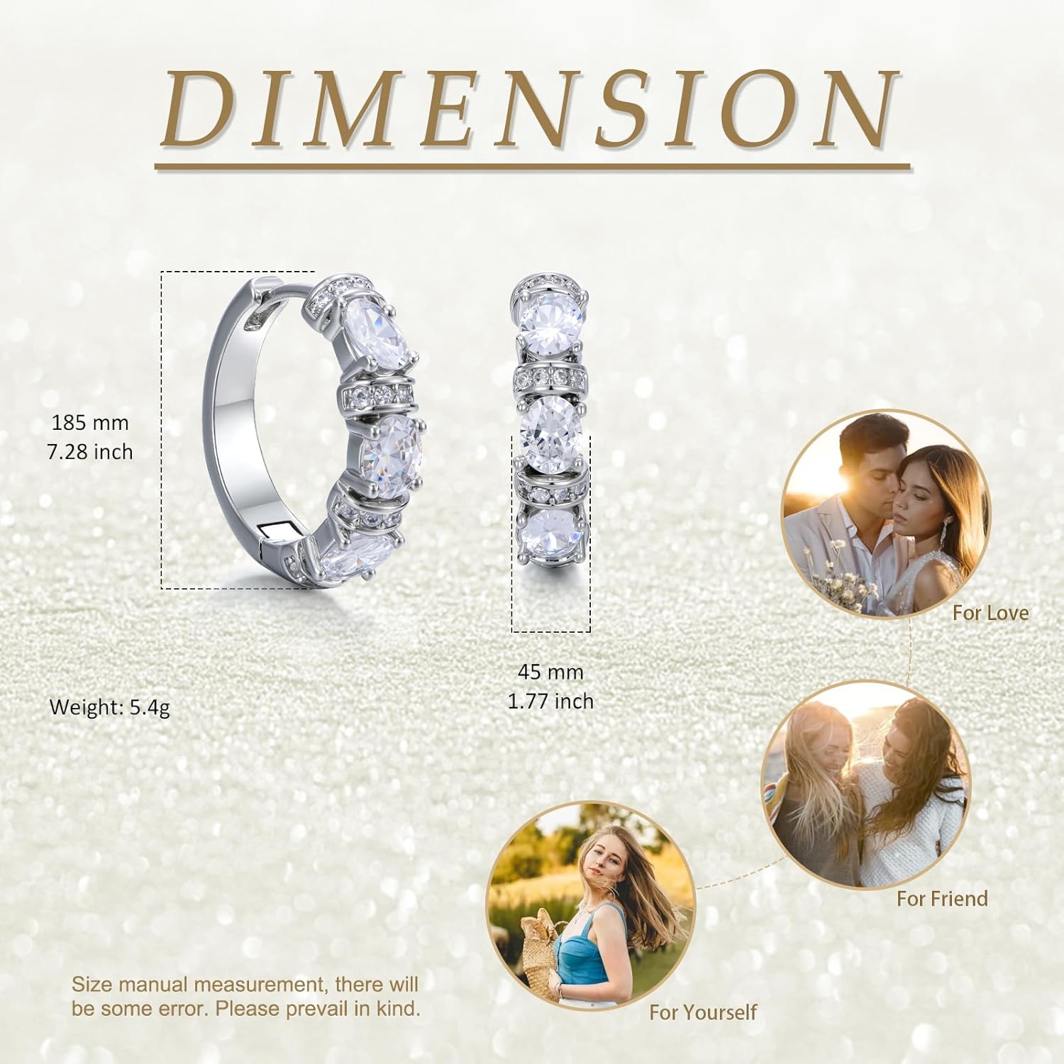 14K Gold Plated Crystal Hoop Earrings for Women, Lightweight Chunky Earrings for Women Hypoallergenic Jewelry Gift for Mom Wife