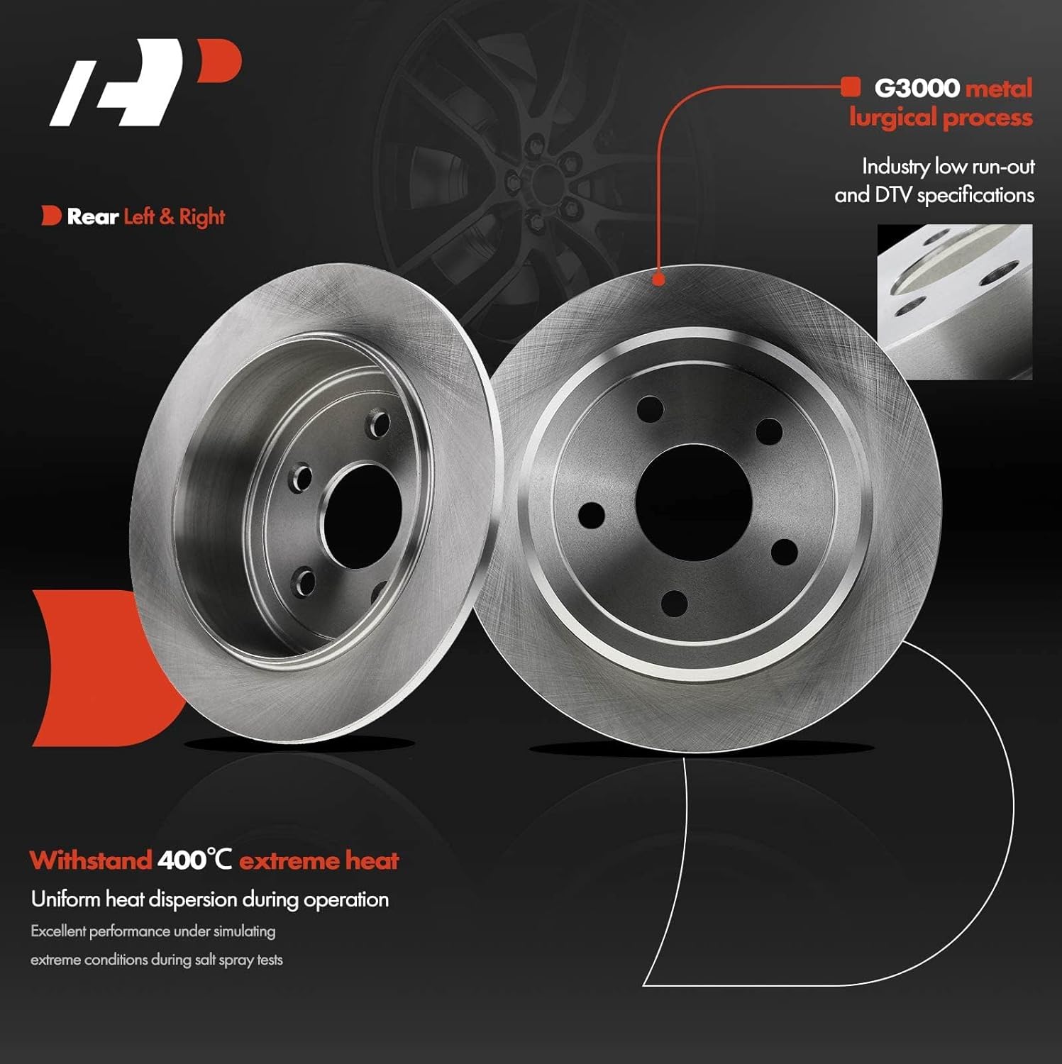 A-Premium Front Vented and Rear Solid Disc Brake Rotors + Ceramic Pads Kit Compatible with Select Jeep Models - Wrangler 2007-2017, Wrangler JK 2018, 12-PC Set