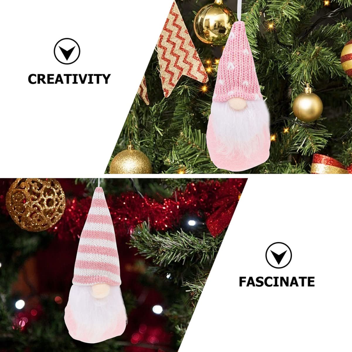 Ciieeo STK Weihnachtspuppe Weihnachtsbaum-anhänger Weihnachtszwerg-anhänger Plüsch-wichtel- Weihnachtsbaum Hängendes Schild Kleine Wichtelfiguren Zwergpuppe Rosa Stoff