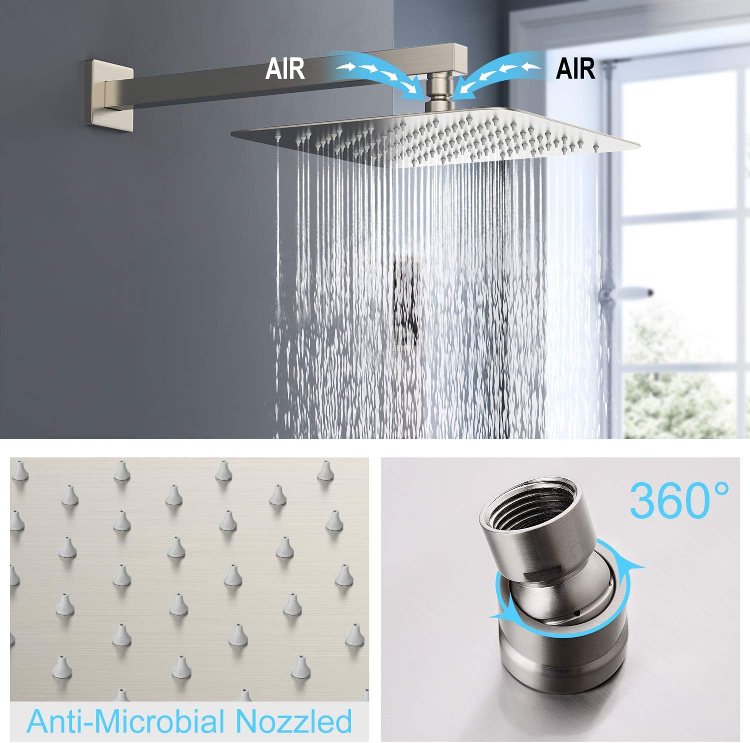 60% оƒƒ Dіѕсоunt Shower System-Rain Shower Faucet Complete Set with Wall Mounted Shower Head and Hand Held Shower Head, Brushed Nickel Shower Combo All Metal