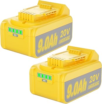 POWTREE 2Packs 9000mAh Replacement for Dewalt 20V Battery DCB207 Battery Compatible with Dewalt 20V max Battery DCB200 DCB205 DCB206 DCB206-2 DCB204 DCB204BT-2 DCB203 DCB201 with LED Indicator