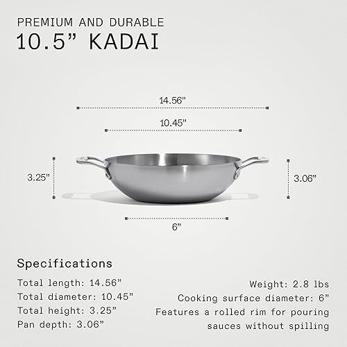 Made In 10' Stainless Steel Kadai Pan - Thumbnail 4