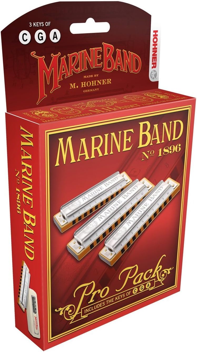 Hohner Marine Band Pro Pack Includes Key of G,C,A (3P1896BX)