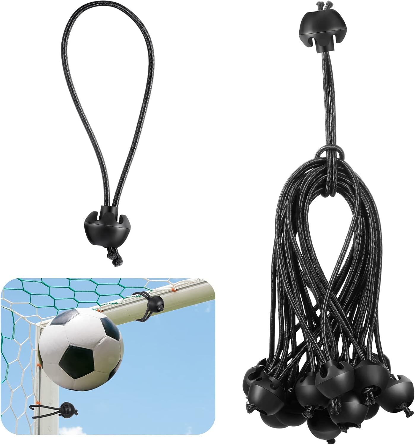 Shappy 20 Pcs 5.9 Inch Soccer Bungee Cords with Ball Elastic Cord Straps Tarp with Balls Sports Replacement Soccer Rebounder Goal Bungee Canopy Shock Cords for Ball Training Goal Camping Tent Net Door