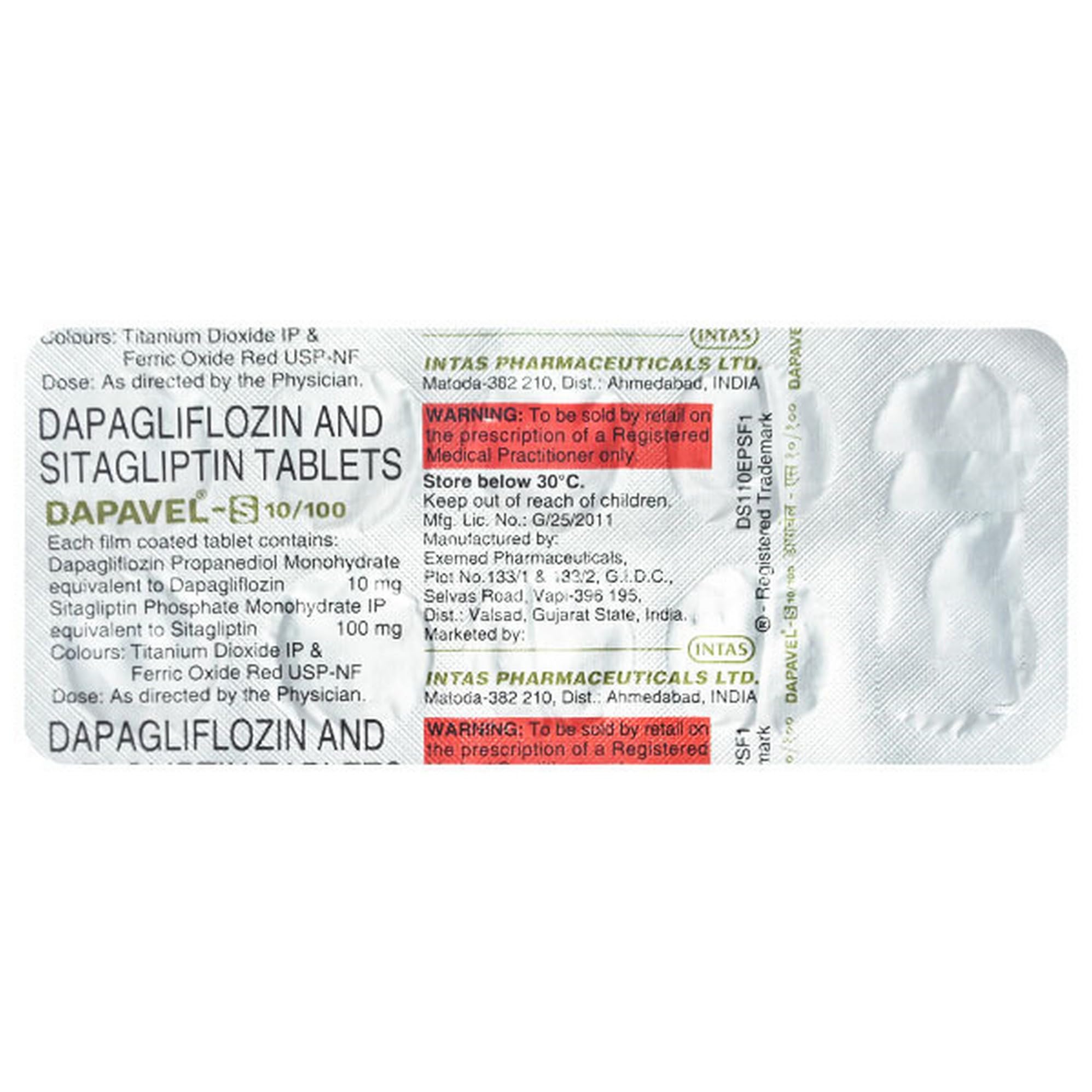 Dapavel S 10/100mg - Strip of 10 Tablets