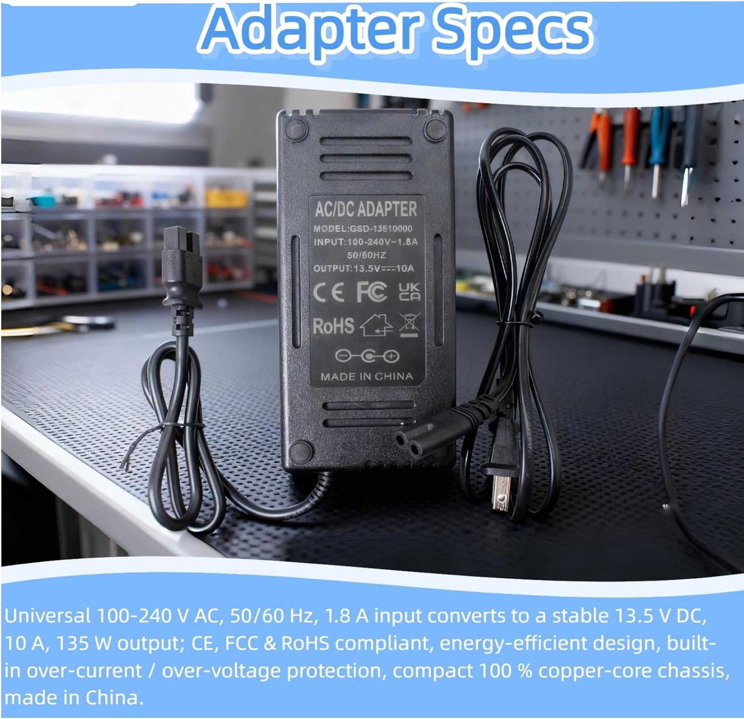 N557514 AC Power Supply Adapter for DeWelt DCC020IB Inflator 13.8V Charger for DeWelt 20V Max Tire Inflator Air Compressor