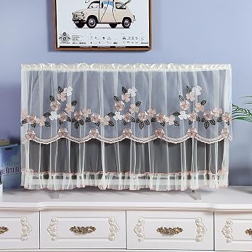 Lace Tv Cover Dust Cover, Indoor TV/Computer Screen Dust Protection Cover, Lace TV Screen Protector Cloth, Antistatic Television Monitors Dust Proof Cover(Color:Color6,Size:55inch)