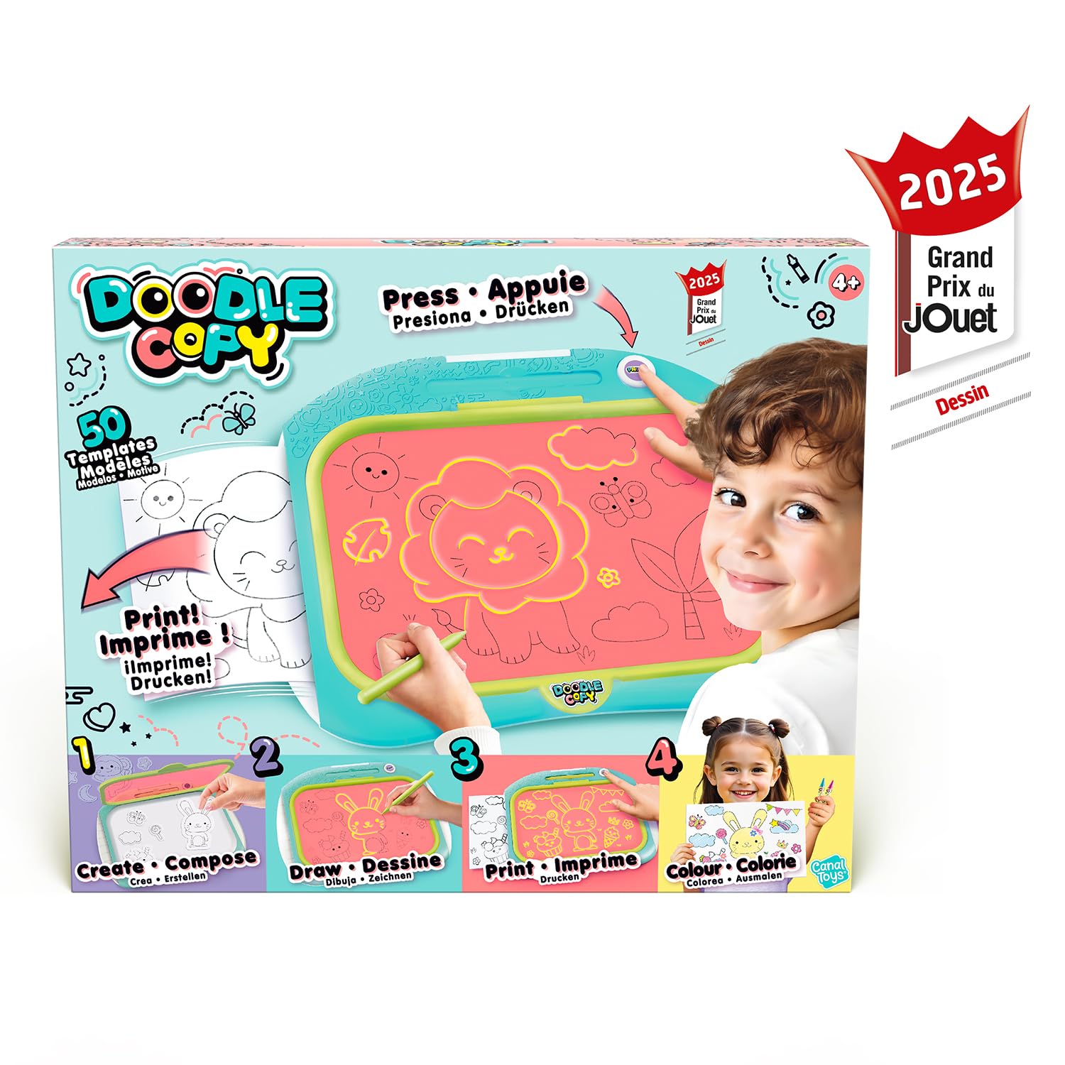 Canal Toys - Tablette Enfant Doodle Copy pour Imprimer Ses Dessins - Compose, Dessine, Imprime et Colorie - Cadeau Enfant 4 Ans + - Loisirs Créatif- 50 Modèles - Tablette Dessin - LIT 004