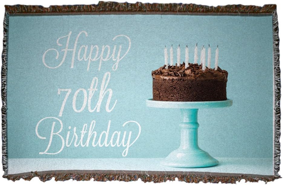 VictoryStore 70th Birthday Woven Blanket- Happy 70th Birthday