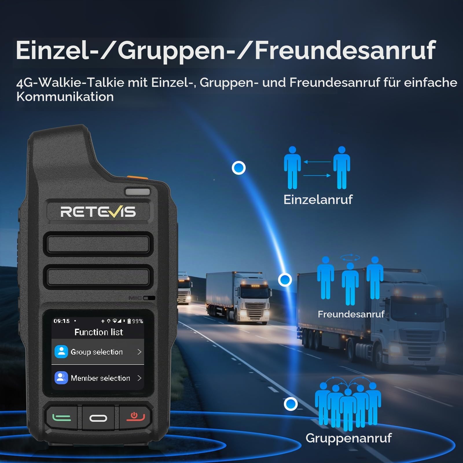 Retevis L71 4G Walkie Talkie,Unterstützt Zello und WLAN Netzwerkradio POC | Radio mit Unbegrenzter Reichweite und Typ-C, 4000 mAh, Funkgerät für Familienausflüge im Freien (1 Stück, Schwarz)