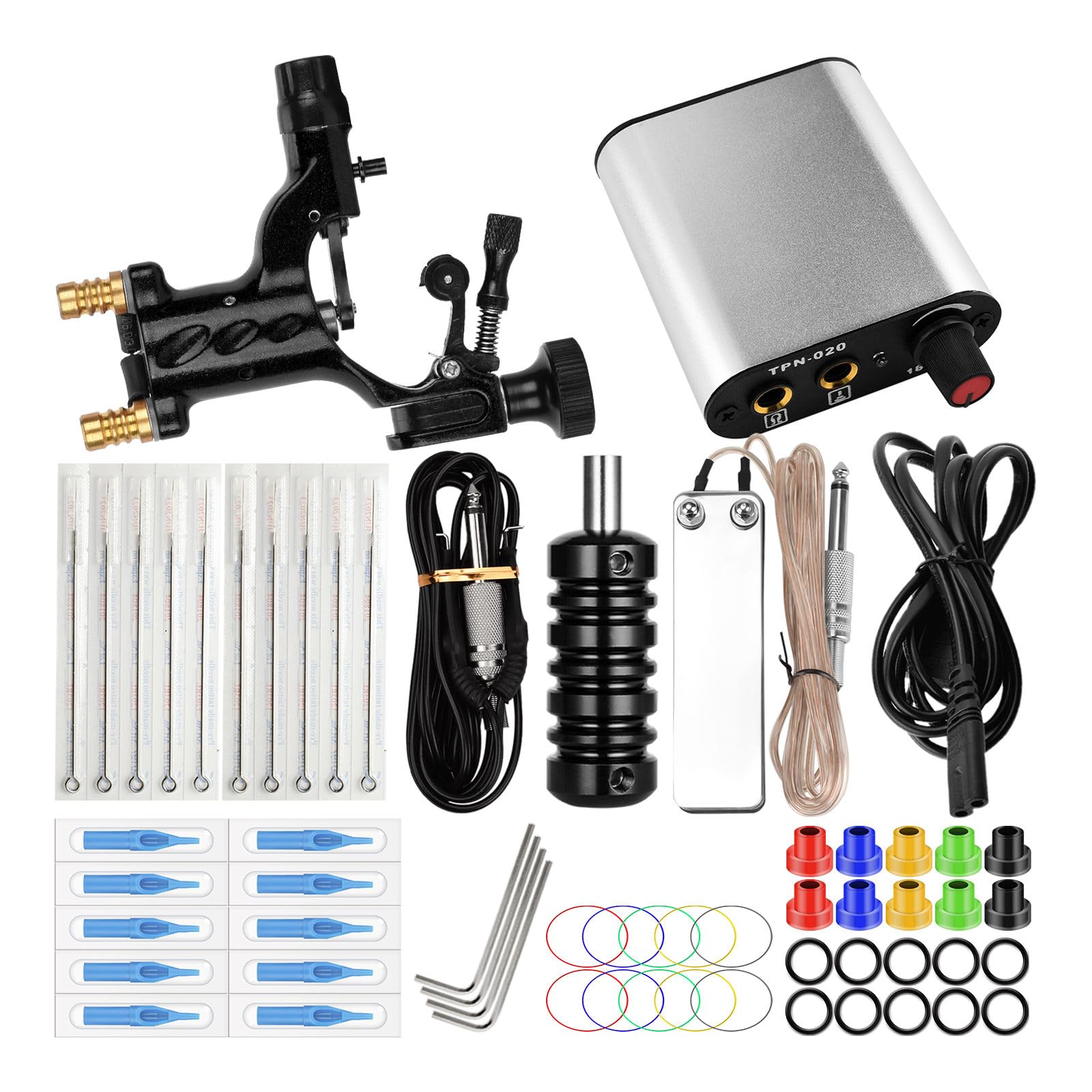 zalati Komplettes Tattoo-Set, Pro-Tattoo-Maschinen-Set mit Werkzeug, Netzteil, Fußpedal für Tattoo-Anfänger