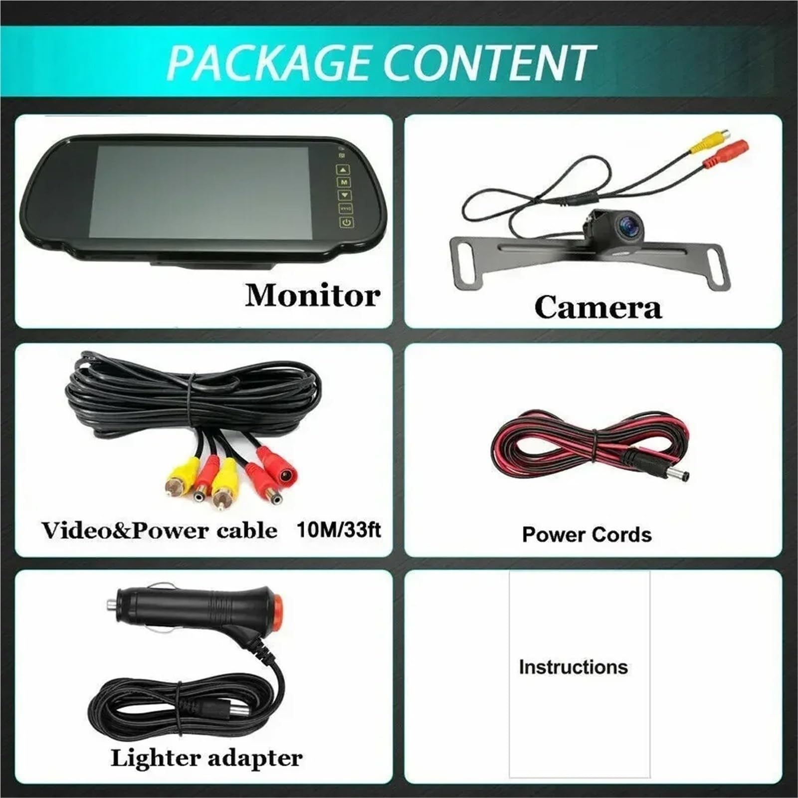 Kit De Cámara Visión Trasera Inalámbrica 7" con Monitor Y Fotorresistencia para Coche, Camión para Furgoneta. Cámara Trasera