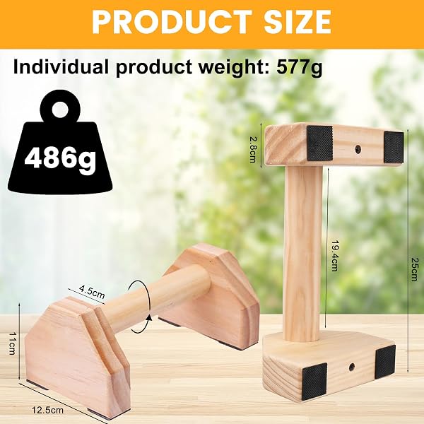 JOYBOY Parallettes, Poignées de Pompes en Bois, Barres Parallèles pour Musculation, Poignées Parallèles en Bois Antidérapantes - 2